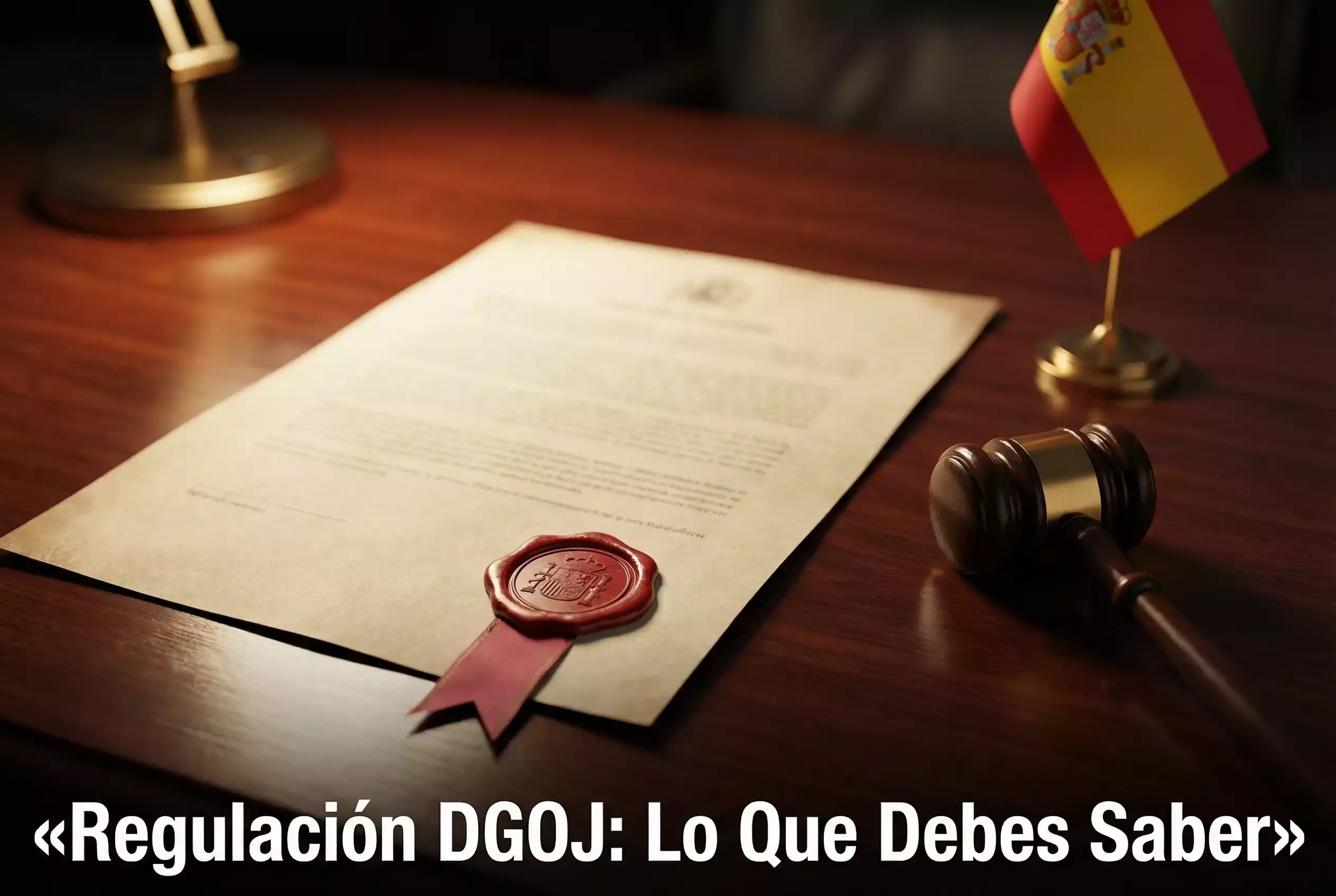 Documento oficial con el sello de la DGOJ sobre un escritorio junto a un mazo de juez